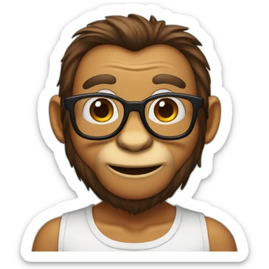 Monkey with glasses & beard & birthmark on forehead sticker