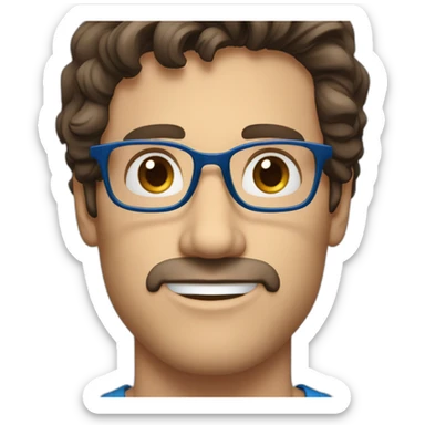 Handsome-Caucasian-Dad-dark-brown-wavy-hair-blue-eyes-glasses-straight-nose sticker
