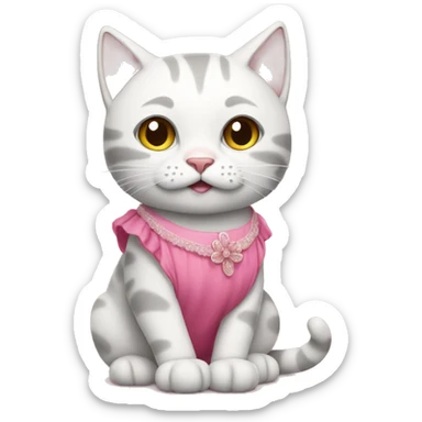 Cat whit a pink dress  sticker