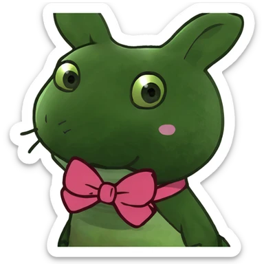 pink cute baby bunny with a long pink bow sticker