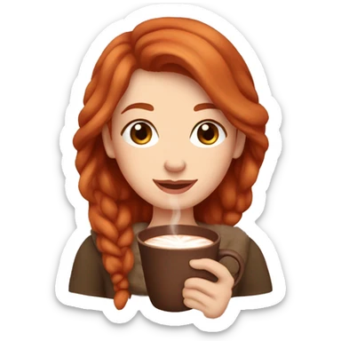 Pretty Cozy redhead drinking hot chocolate sticker