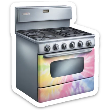Realistic pastel tie dye stove oven. sticker
