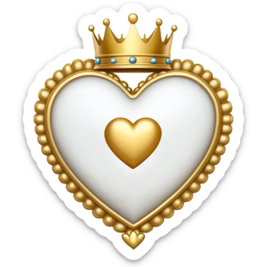 Cuore bianco con sopra una corona sticker