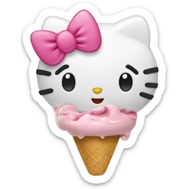 Hello kitty eating ice cream sticker