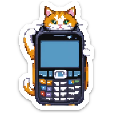 cat with nokia n73 phone sticker