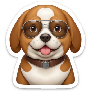Fat beagle with aviator sunglasses on sticker