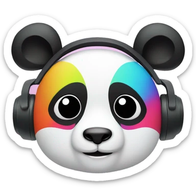 colourful panda face wearing headset sticker