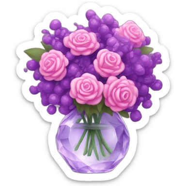 pink and purple bouquet in crystal vase sticker
