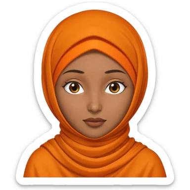 brown skin woman with orange hijab head and neck only sticker