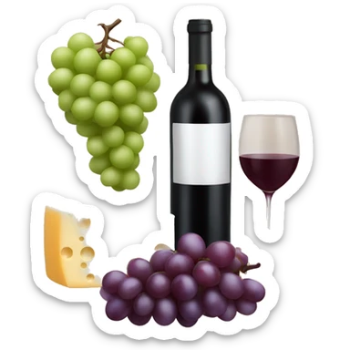 Wine, grapes, and cheese  sticker