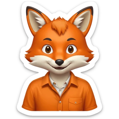 fox waist up in a shirt, iPhone emoji style sticker