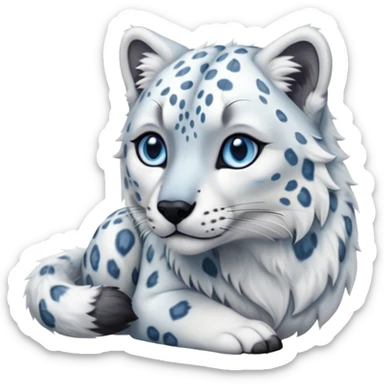 Hyper-realistic furry soft smooth elegant Snow-leopard-Arctic-wolf-arctic-fox-fusion-hybrid-animal-creature, full body sticker
