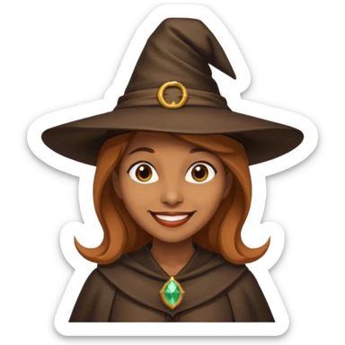light brown skin witch with hat sticker