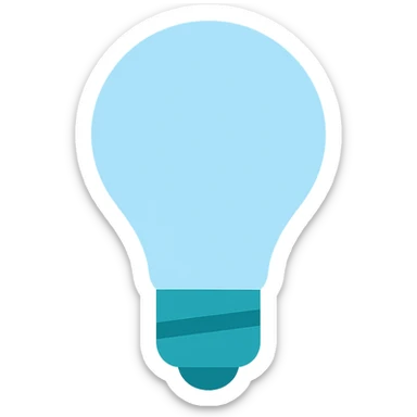 Light bulb icon,  flat emoji style, outline with blue and turquoise colors sticker