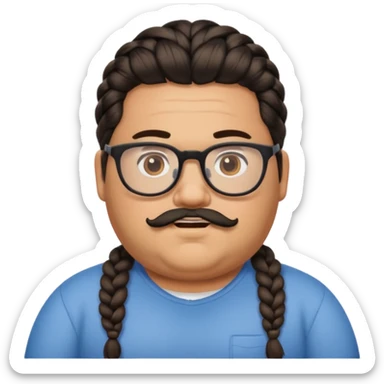 I want an emoji of a chubby person with glasses and a beard, with braided hair and a black beard sticker
