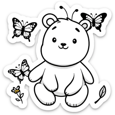 Bear with butterflies  sticker