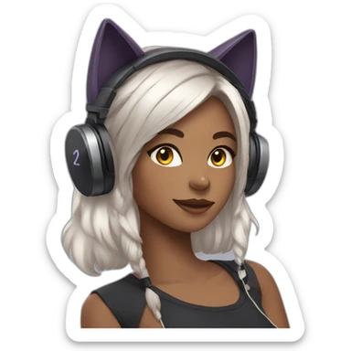 streamer girl with cat ears headphones sticker