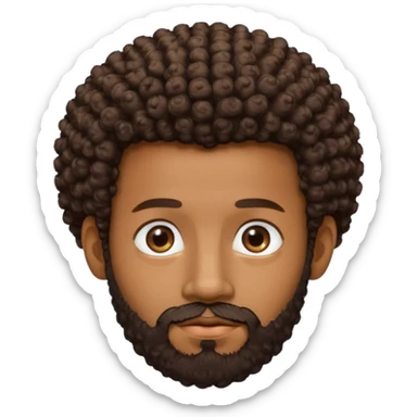 brown skin man with beard and a tiny curly  Afro fade with dark dark brown eyes  sticker