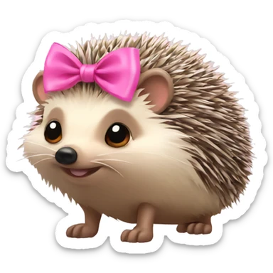 hedgehog with a pink bow sticker