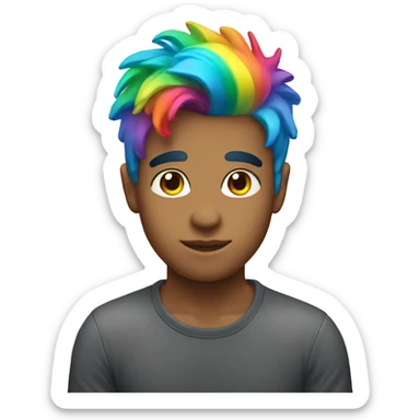twink with rainbow hair  sticker