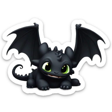 White toothless laying on he back and black toothless cuddling her sticker