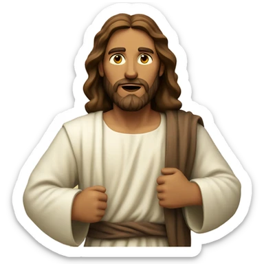 focused Jesus running quickly, with a large stride sticker