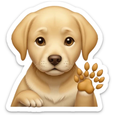 yellow labrador head with thoughtful expression, paw under chin sticker