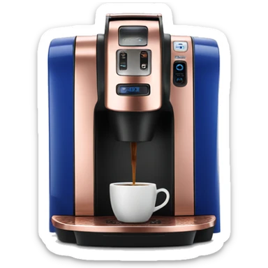 Realistic cobalt blue and rose gold keurig coffee machine. sticker