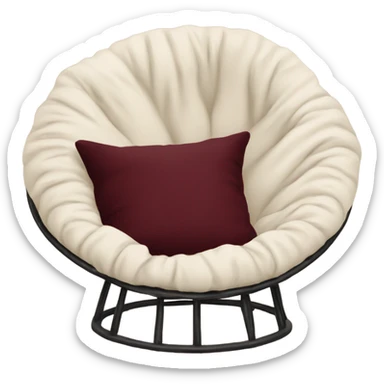 Cozy cream papasan chair with maroon pillow and cozy blanket sticker