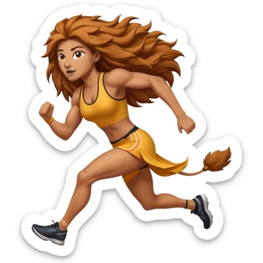 High resolution of a running women lion sticker