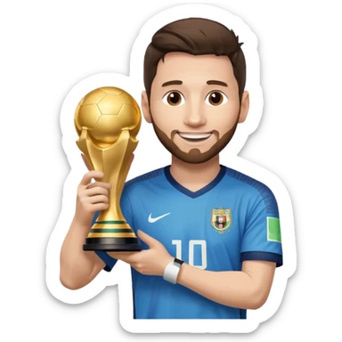Messi holding the world cup trophy sticker