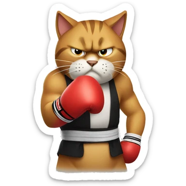 angry cat wearing boxing gloves sticker