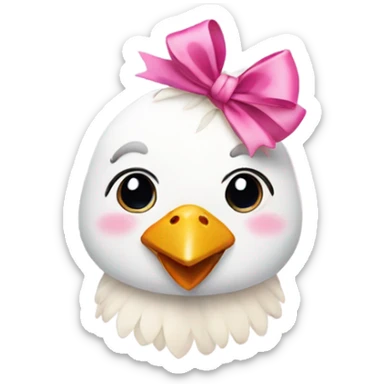 Cute face with pink bow and a chicken  sticker