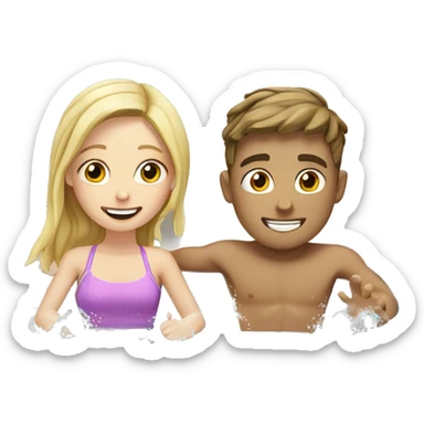 white boy and white girl sitting in pool with water splash sticker