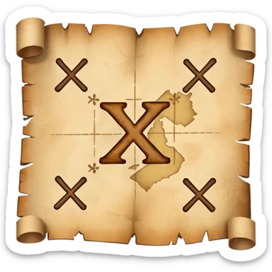 ["Aged treasure map with an “X” mark and dotted trail."] sticker