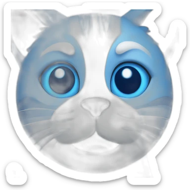 blue cat man face sticker