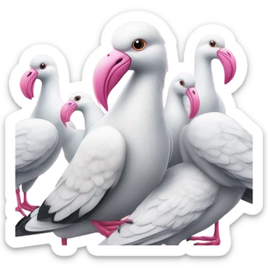 Flock of pigeons and one pink flamingo sticker