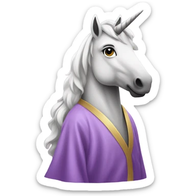 Unicorn standing in a robe sticker