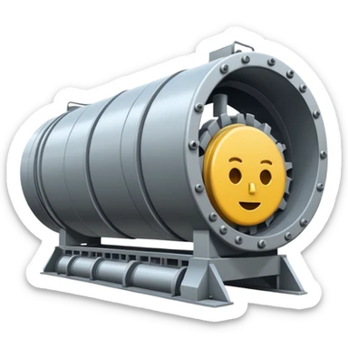 Emoji-style illustration of a tunnel boring machine, flat vector look, bold outlines, minimal details, no background sticker