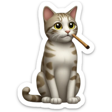 cat smoking a twig sticker