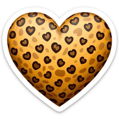 leopard print heart sticker