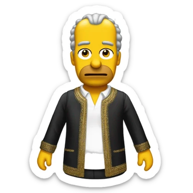 Homero simpson con vestido negro y peluca rubio larga  sticker