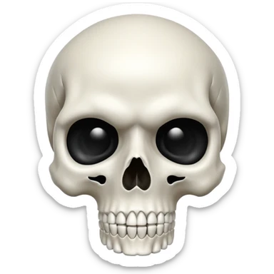 white skull, clean and smooth, detailed features like eye sockets, nasal cavity, and teeth sticker