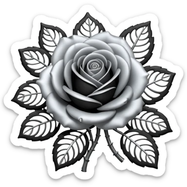Black and silver filigree rose, 3D, extremely detailed design sticker