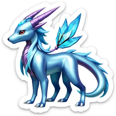 Shiny Alloy Metallic Futuristic Suicune-Aurorus-Salandit-Glaceon-Meganium-fusion (full body) sticker