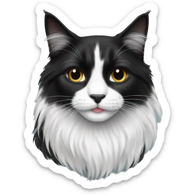 Black and white long haired cat sticker