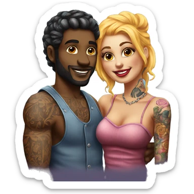 Romantic carnival date for beautiful tattooed couple sticker