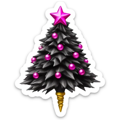 Realistic isolated black and pink metallic christmas tree topper. sticker