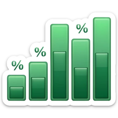 green bar chart decrease and percentage sign sticker
