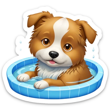 Dog chilling in pool sticker